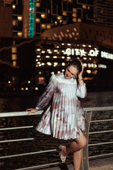 Velocity Pleated Mini Gown -  In Stores by 24th Oct.